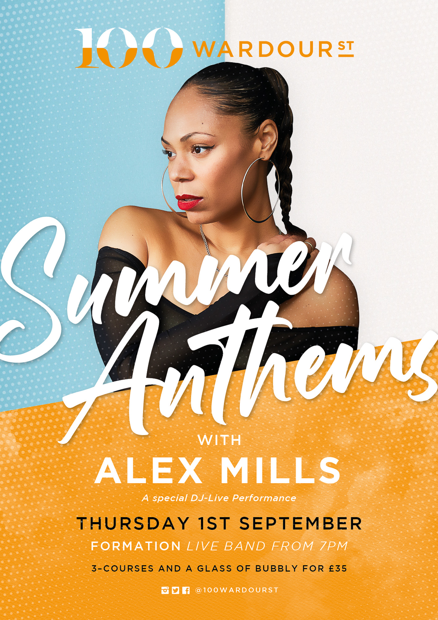 Alex Mills performing Summer Anthems at 100 Wardour Street