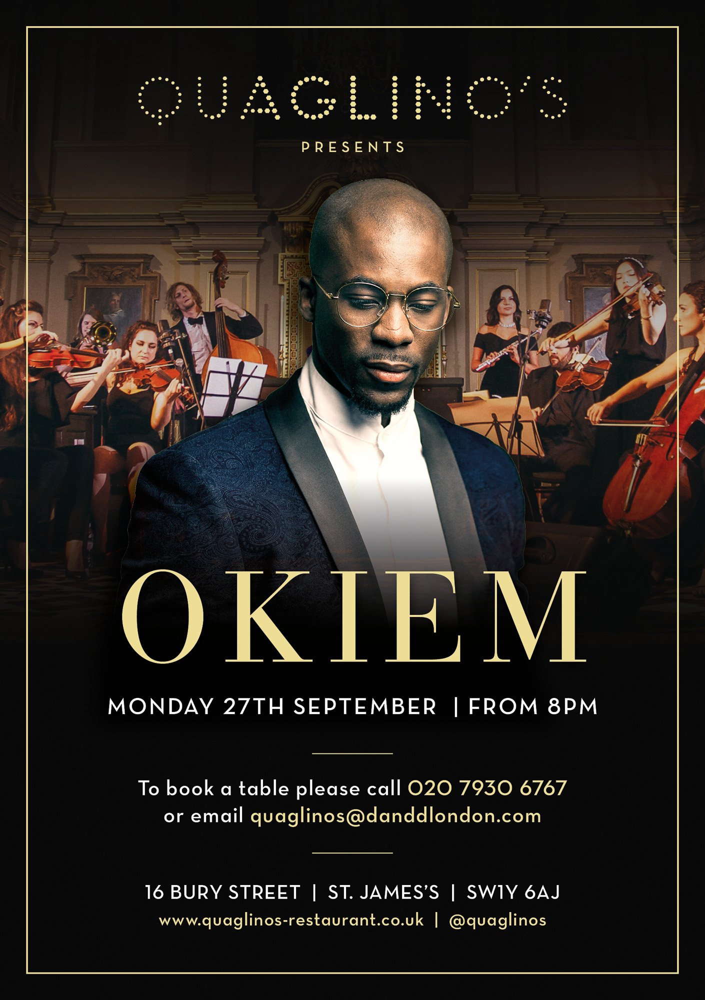 Okiem performing live at Quaglino's in London
